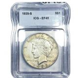 1935-S Silver Peace Dollar ICG EF45