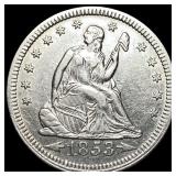 1853 Arrows Seated Liberty Quarter CLOSELY UNCIRCU