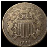 1864 Copper Two-Cent Piece NICELY CIRCULATED