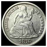 1876-CC Silver Seated Liberty Dime NICELY CIRCULAT