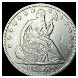 1853 Arrows Seated Liberty Half Dollar NEARLY UNCI
