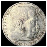 1938 Germany Silver 5 Reichsmark