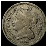 1866 Nickel Three-Cent Piece LIGHTLY CIRCULATED