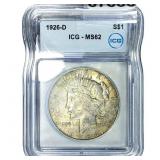 1926-D Silver Peace Dollar ICG MS62