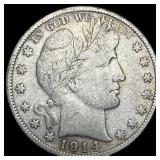 1914-S Silver Barber Half Dollar LIGHTLY CIRCULATE