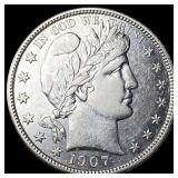 1907-D Silver Barber Half Dollar CLOSELY UNCIRCULA