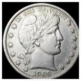 1909-O Silver Half Dollar (Barber) CLOSELY UNCIRCU