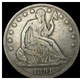 1891 Silver Half Dollar ABOUT UNCIRCULATED