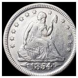 1854 Arrows Seated Liberty Quarter CLOSELY UNCIRCU