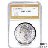 1885-CC Morgan Silver Dollar PGA MS62