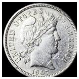 1907 Barber Dime CLOSELY UNCIRCULATED