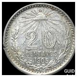 1905 Mexico Silver 20 Centavos