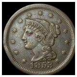 1853 Braided Hair Large Cent NEARLY UNCIRCULATED