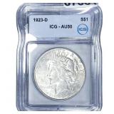 1923-D Silver Peace Dollar ICG AU50