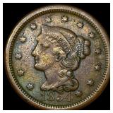 1854 Braided Hair Large Cent LIGHTLY CIRCULATED