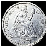 1873 Arrows Seated Liberty Dime CLOSELY UNCIRCULAT