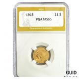 1915 $2.50 Gold Quarter Eagle PGA MS65