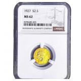 1927 $2.50 Gold Quarter Eagle NGC MS62