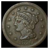 1850 Braided Hair Large Cent NEARLY UNCIRCULATED