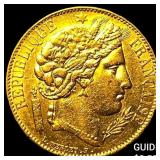 1851 French Gold 20 Francs Cerces Type .1867oz AGW