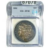 1892 Morgan Silver Dollar ICG EF40