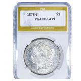 1878-S Morgan Silver Dollar PGA MS64 PL