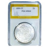 1884-CC Morgan Silver Dollar PGA MS64