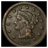 1849 Braided Hair Large Cent NEARLY UNCIRCULATED