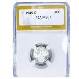 1945-D Mercury Silver Dime PGA MS67