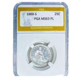 1888-S Seated Liberty Quarter PGA MS63 PL