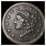 1839 Braided Hair Large Cent LIGHTLY CIRCULATED