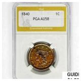 1840 Braided Hair Large Cent PGA AU58