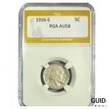 1916-S Buffalo Nickel PGA AU58