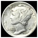 1918 Mercury Dime CLOSELY UNCIRCULATED