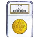 1852 $20 Gold Double Eagle NGC AU50