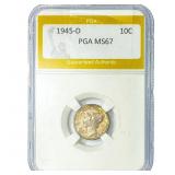 1945-D Mercury Silver Dime PGA MS67