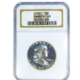 1961 Franklin Half Dollar NGC PF68 Cameo
