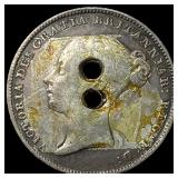 1854 Silver Sixpence (Holed) HIGH GRADE