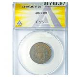 1869 2C Shield ANACS F15