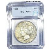 1935 Silver Peace Dollar ICG AU55