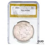1921 Silver Peace Dollar PGA MS64