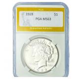 1928 Silver Peace Dollar PGA MS63