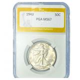 1943 Walking Liberty Half Dollar PGA MS67