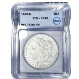1879-S Morgan Silver Dollar ICG EF45