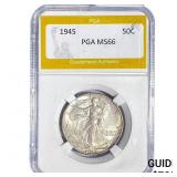 1945 Walking Liberty Half Dollar PGA MS66