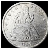 1857 Silver Half Dollar (Seated Liberty) NEARLY UN