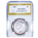 1947 Canada Silver Dollar PGA MS64 Maple Leaf