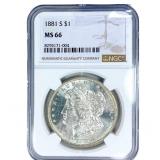 1881-S Morgan Silver Dollar NGC MS66