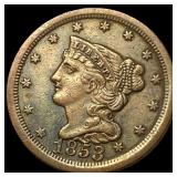 1853 Braided Hair Half Cent NEARLY UNCIRCULATED