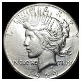1924 Silver Peace Dollar NEARLY UNCIRCULATED